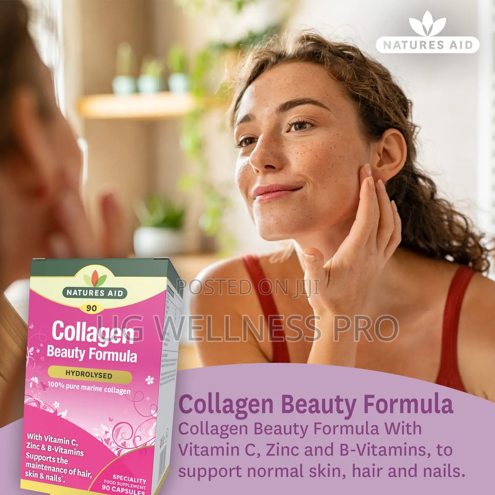Natures Aid Collagen Beauty Formula (90 Capsules) High Strength Marin