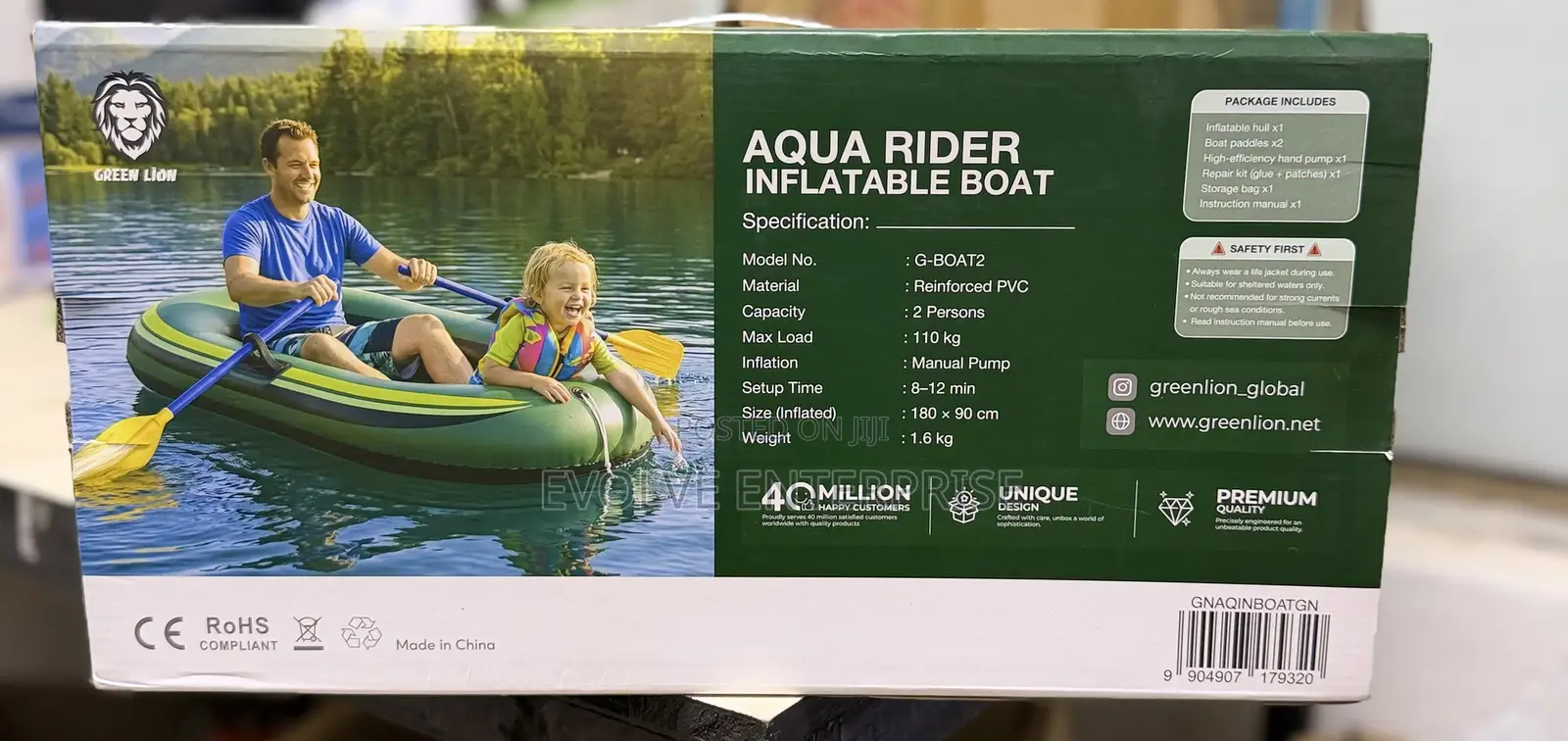 Green Lion Aqua Rider Inflatable Boat - Green