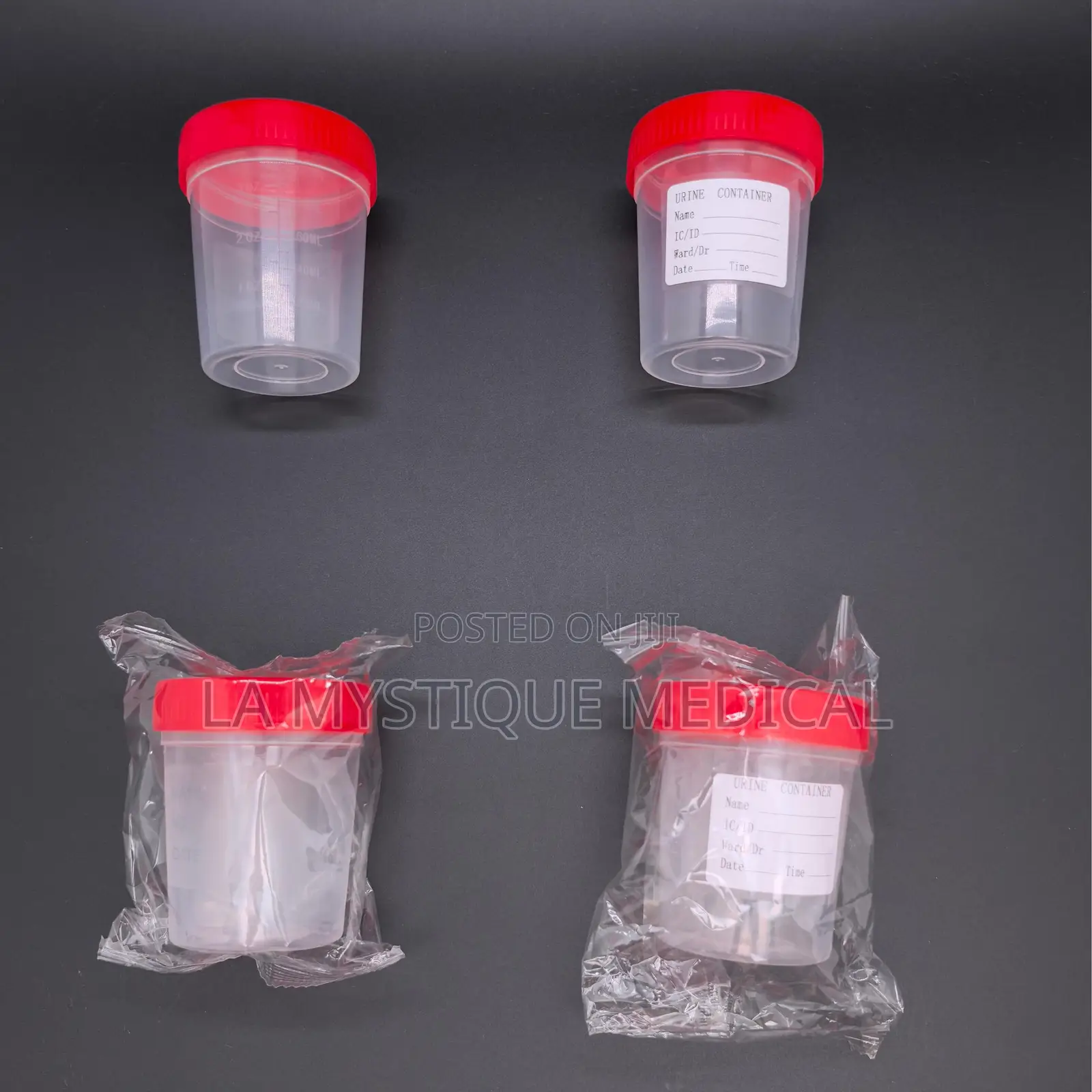 A Pack of 50 Disposable Plastic Urine Containeres
