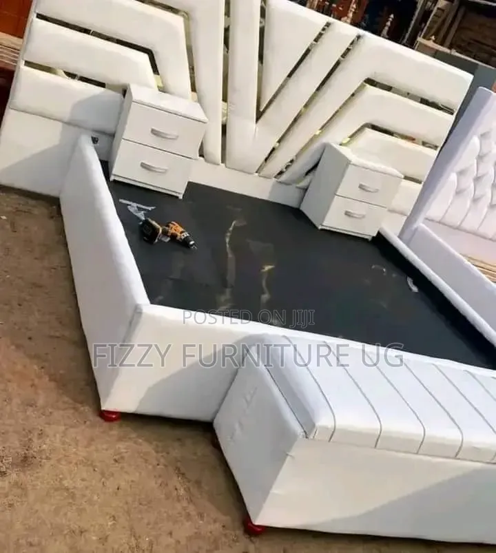 6x6 Beds With Bedsides in White Color
