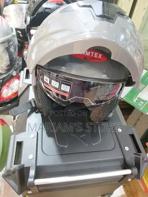 Dual-Visor Motorcycle Helmet in Grey or Silver,