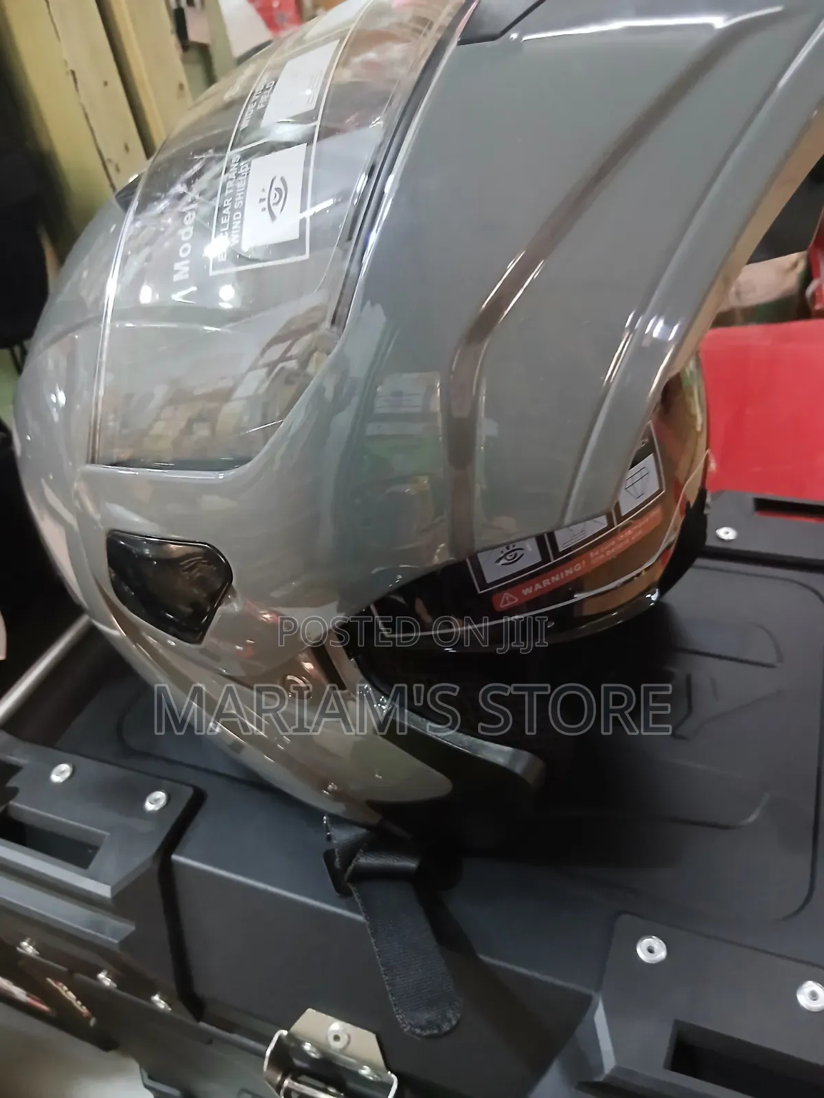 Dual-Visor Motorcycle Helmet in Grey or Silver,