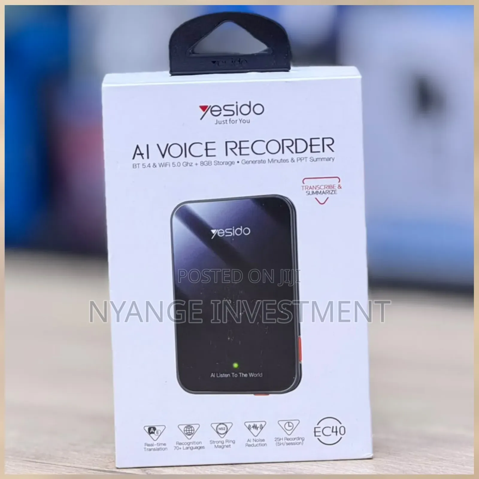 Yesido EC40 AI Voice Recording Card, Ultra-Thin Magnetic Smart Audio