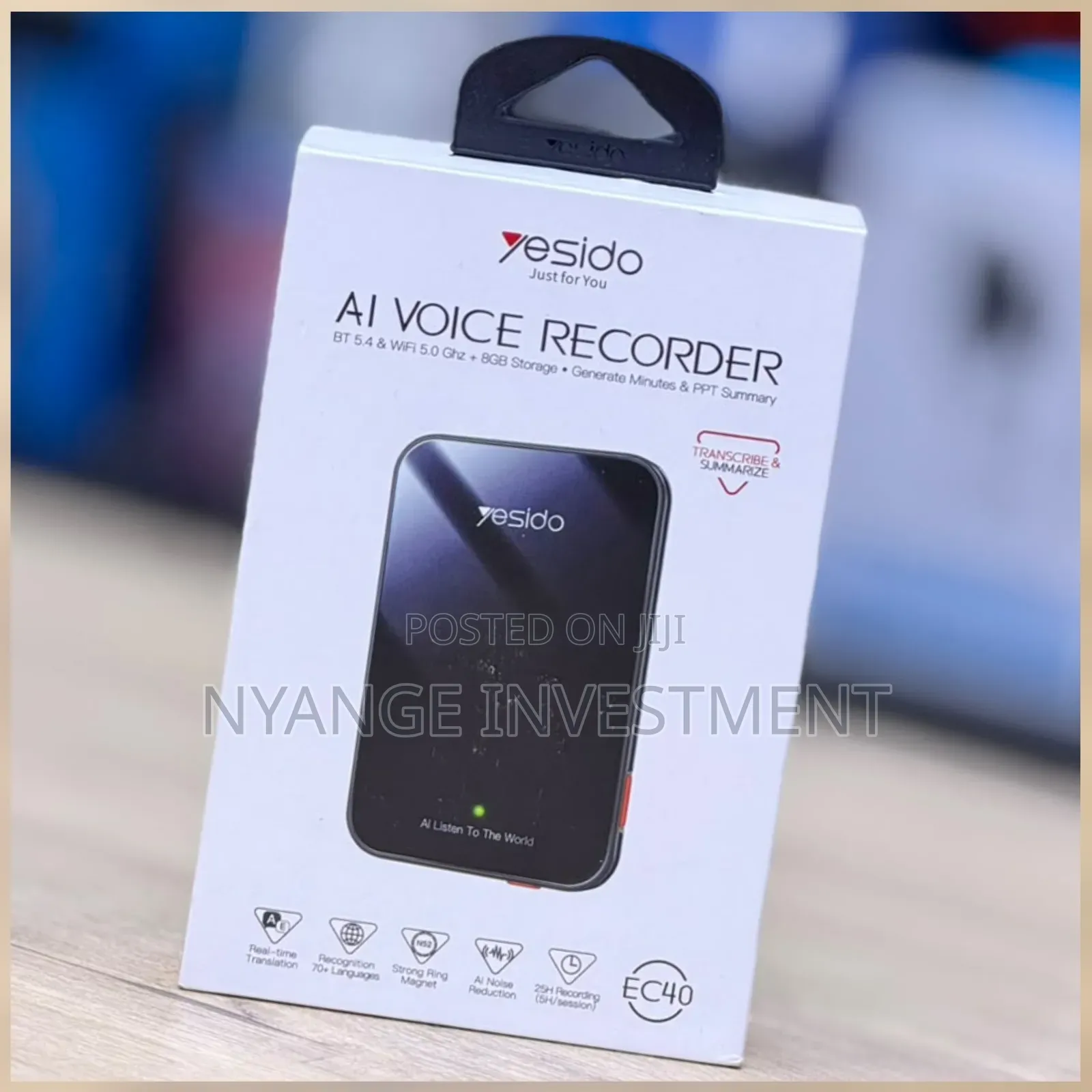 Yesido EC40 AI Voice Recording Card, Ultra-Thin Magnetic Smart Audio