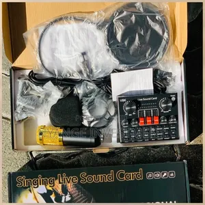 V8K Live Sound Card With Condenser Microphone Adjustable Arm Stand