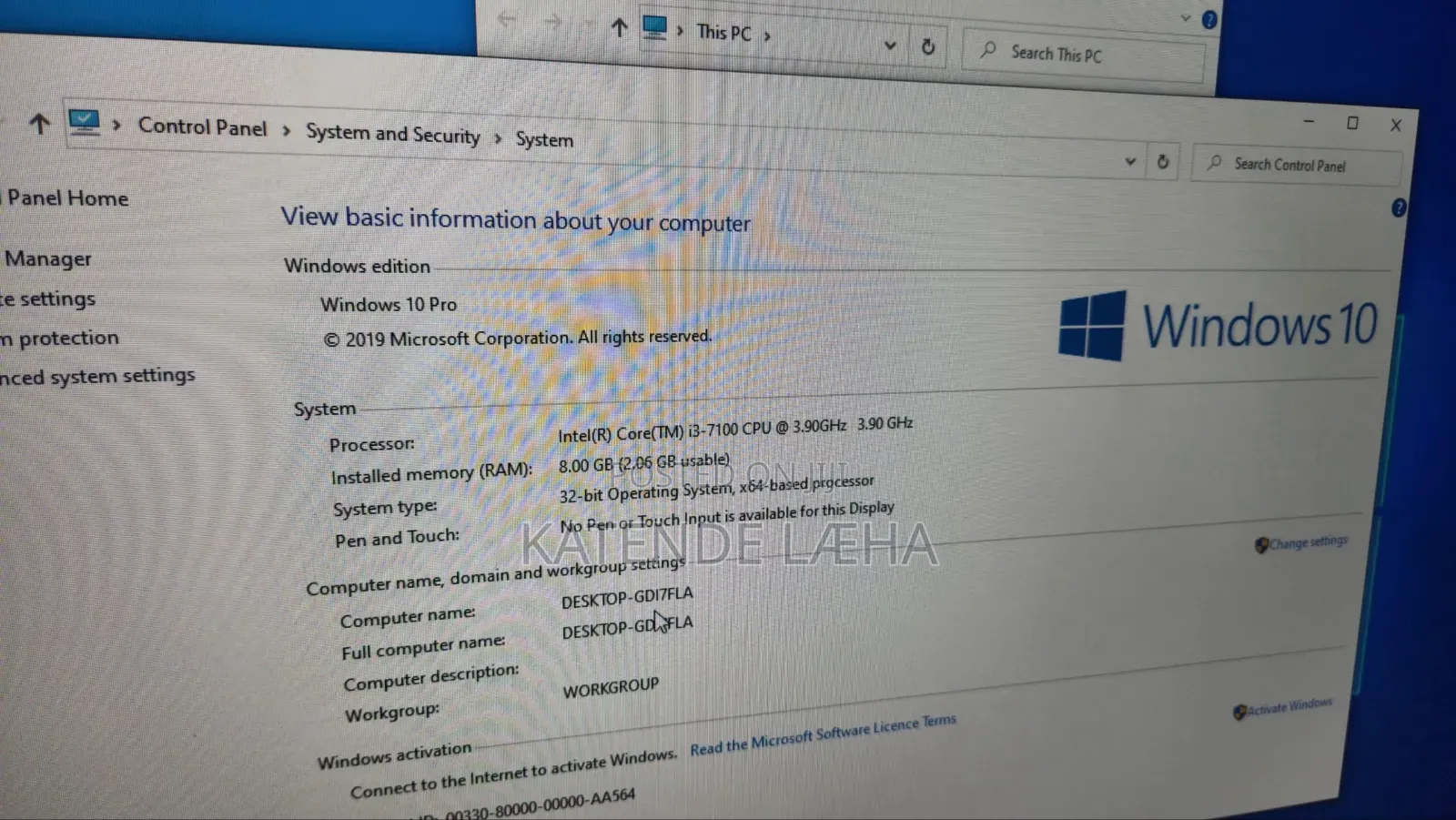 Desktop Computer HP 290 G4 8GB Intel Core i3 SSHD+SSD 500GB