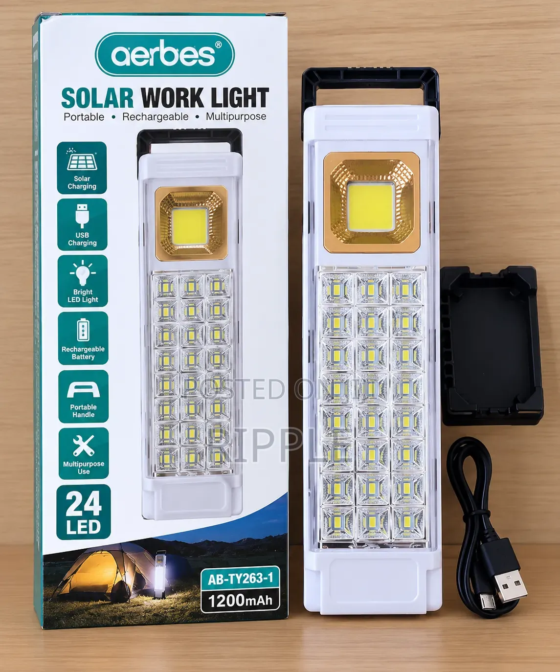 Portable Solar LED Work Light – Rechargeable Home & Camping Lamp