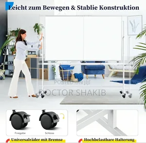 180 X 100 Cm Large Double Sided Magnetic Mobile White Board