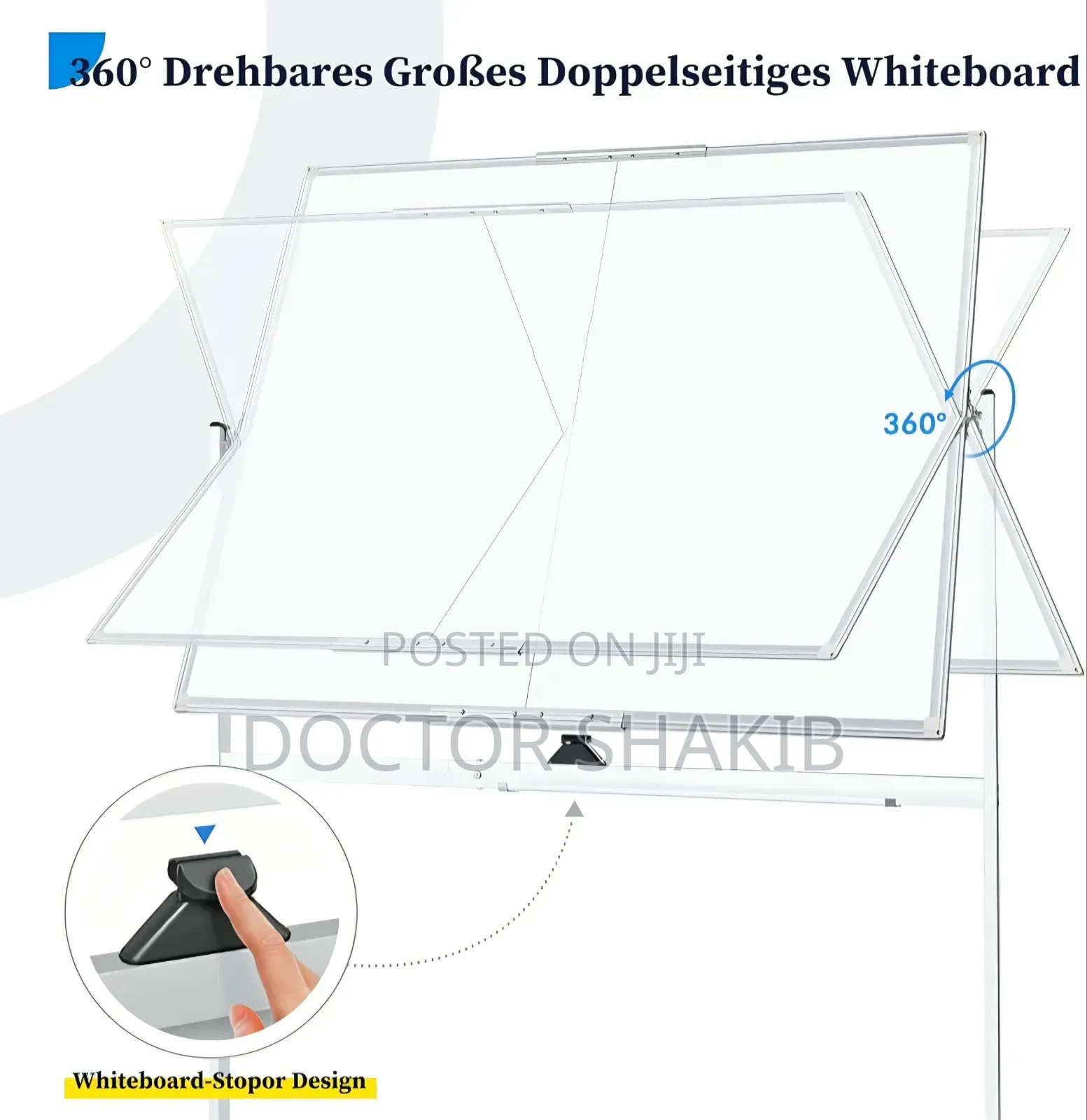 180 X 100 Cm Large Double Sided Magnetic Mobile White Board