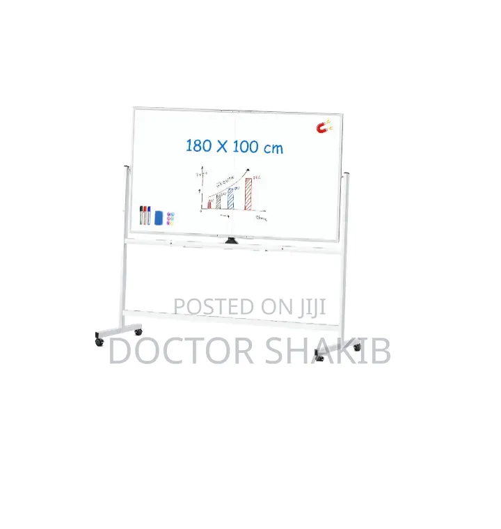 180 X 100 Cm Large Double Sided Magnetic Mobile White Board