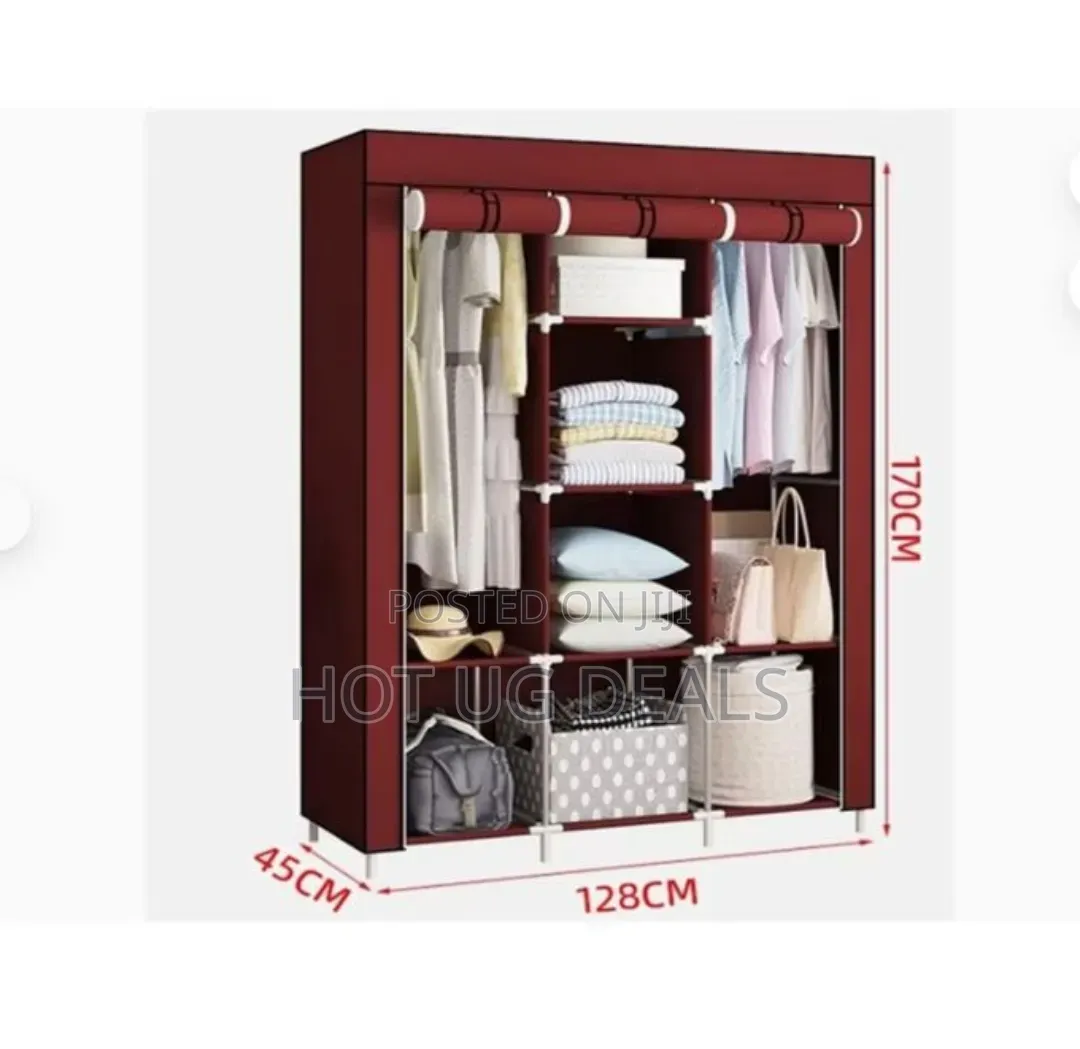 3-Column Portable Fabric Wardrobe Closet With Dustproof Cover