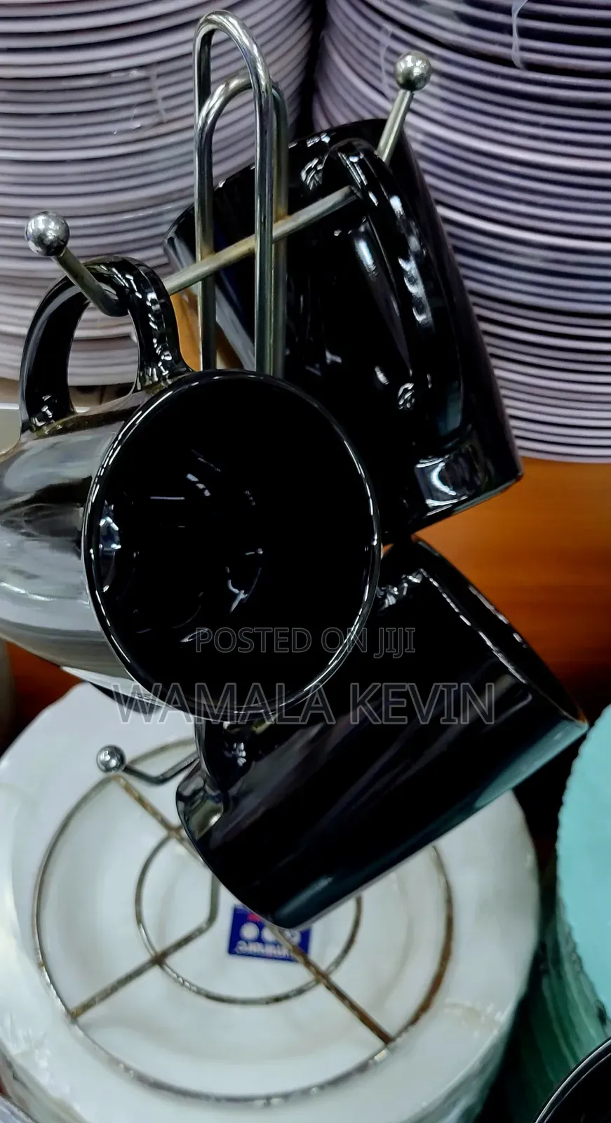Set of Black Coffee Mugs