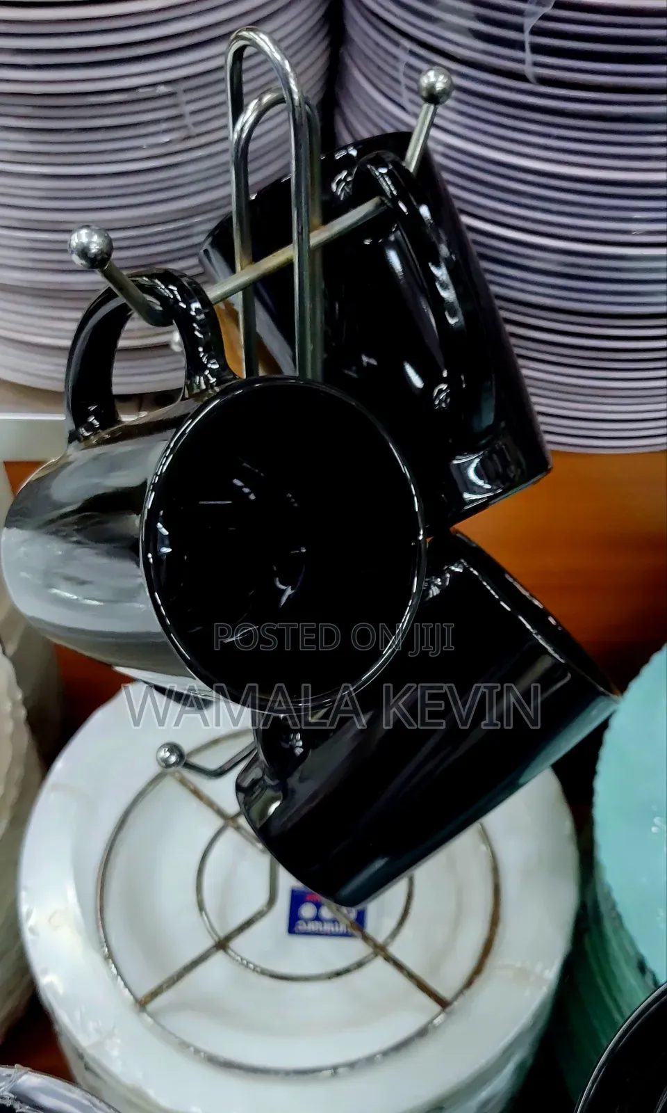 Set of Black Coffee Mugs