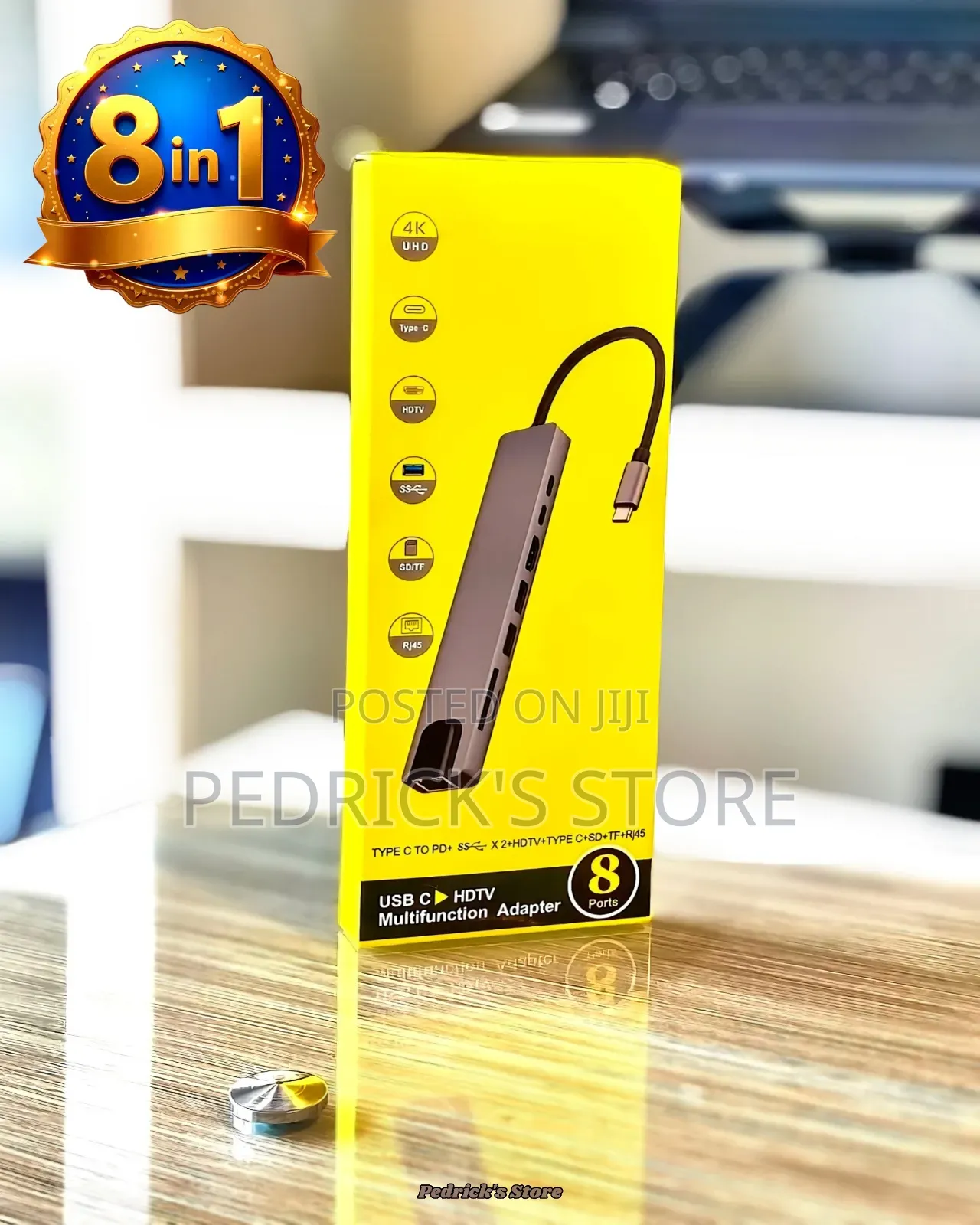 8-in-1 USB-C Hub Adapter – 4K HDMI, 100W PD & Gigabit LAN