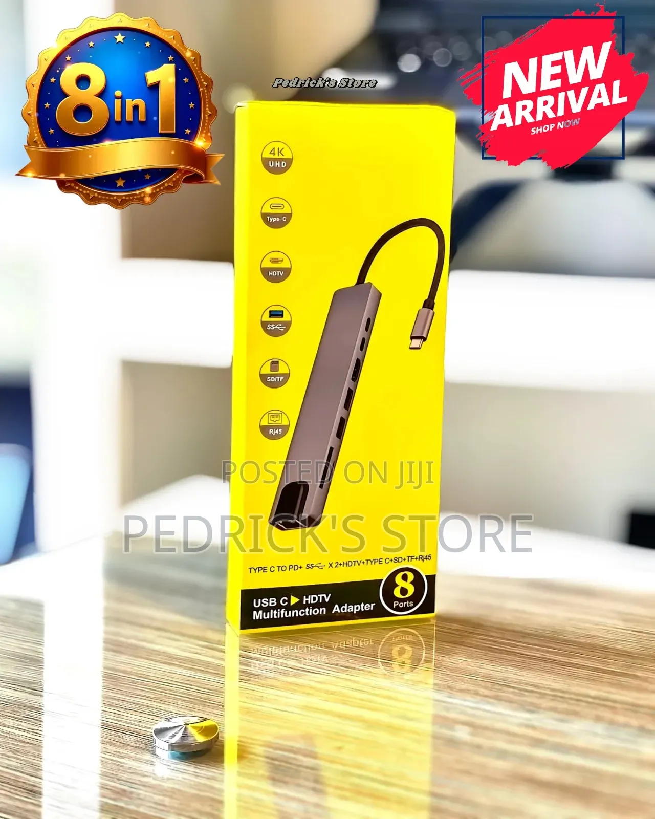 Multiport 8-in-1 USB-C Hub – 4K HDMI & Gigabit LAN