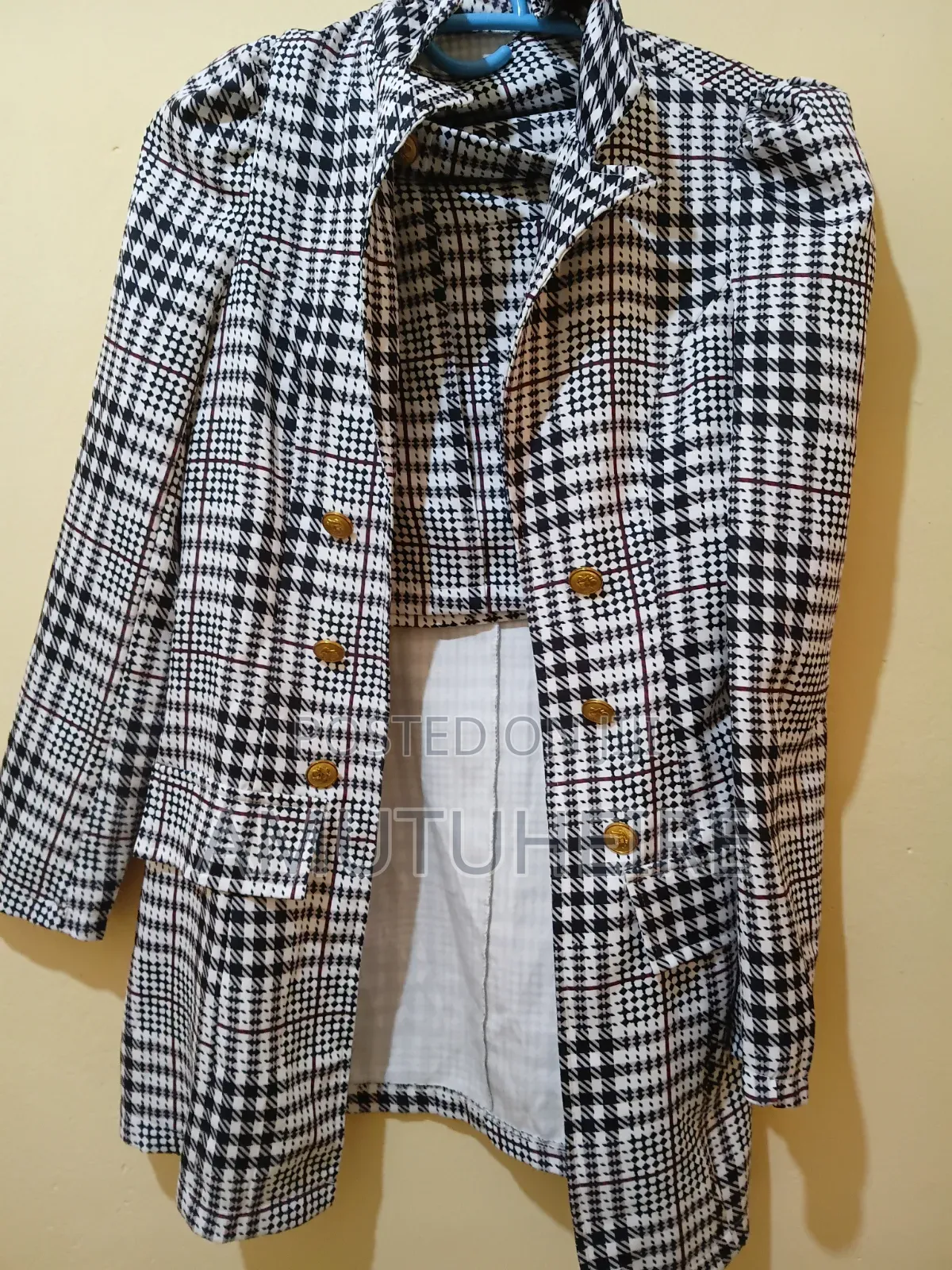 SHEIN Houndstooth Blazer + Skirt XS EU34 US2 Waist 24
