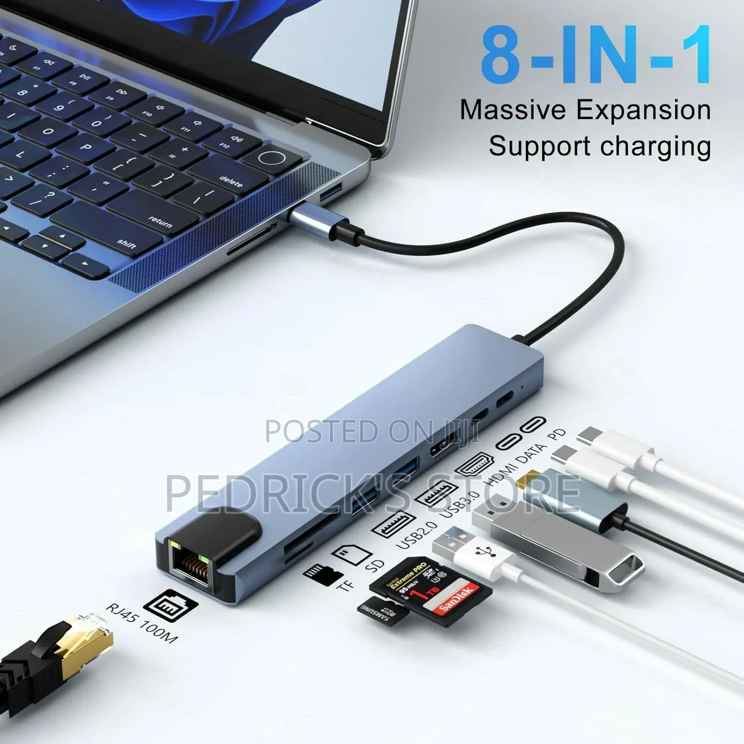 Premium 8-in-1 USB-C Hub Adapter – 4K HDMI & Fast Charging