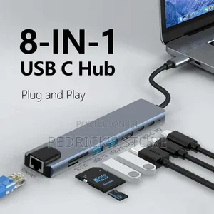 Powerful 8-in-1 USB-C Hub Adapter – 4K HDMI & Gigabit LAN