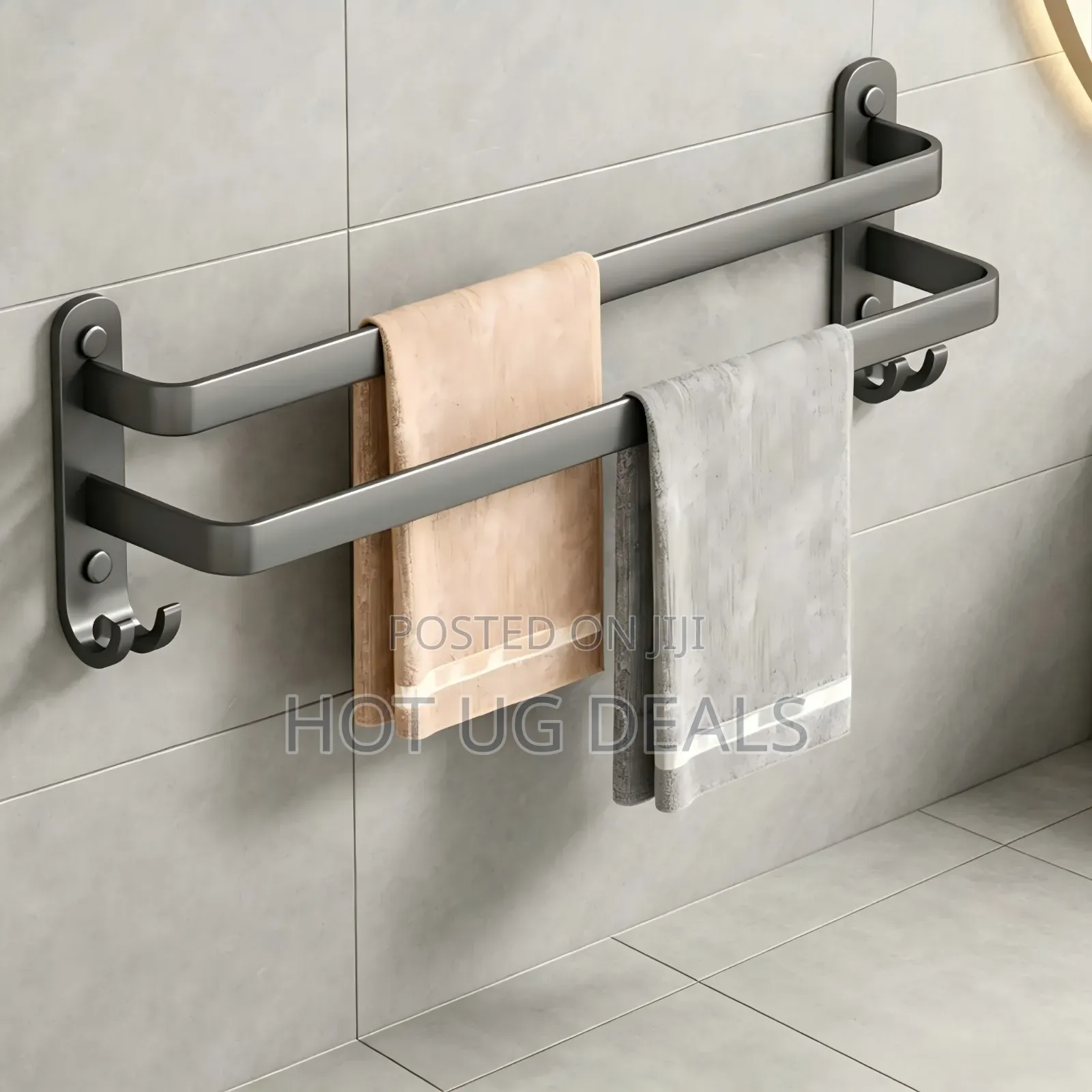Double Bathroom Towel Bar - No-Drill Aluminum Towel Rack Holder