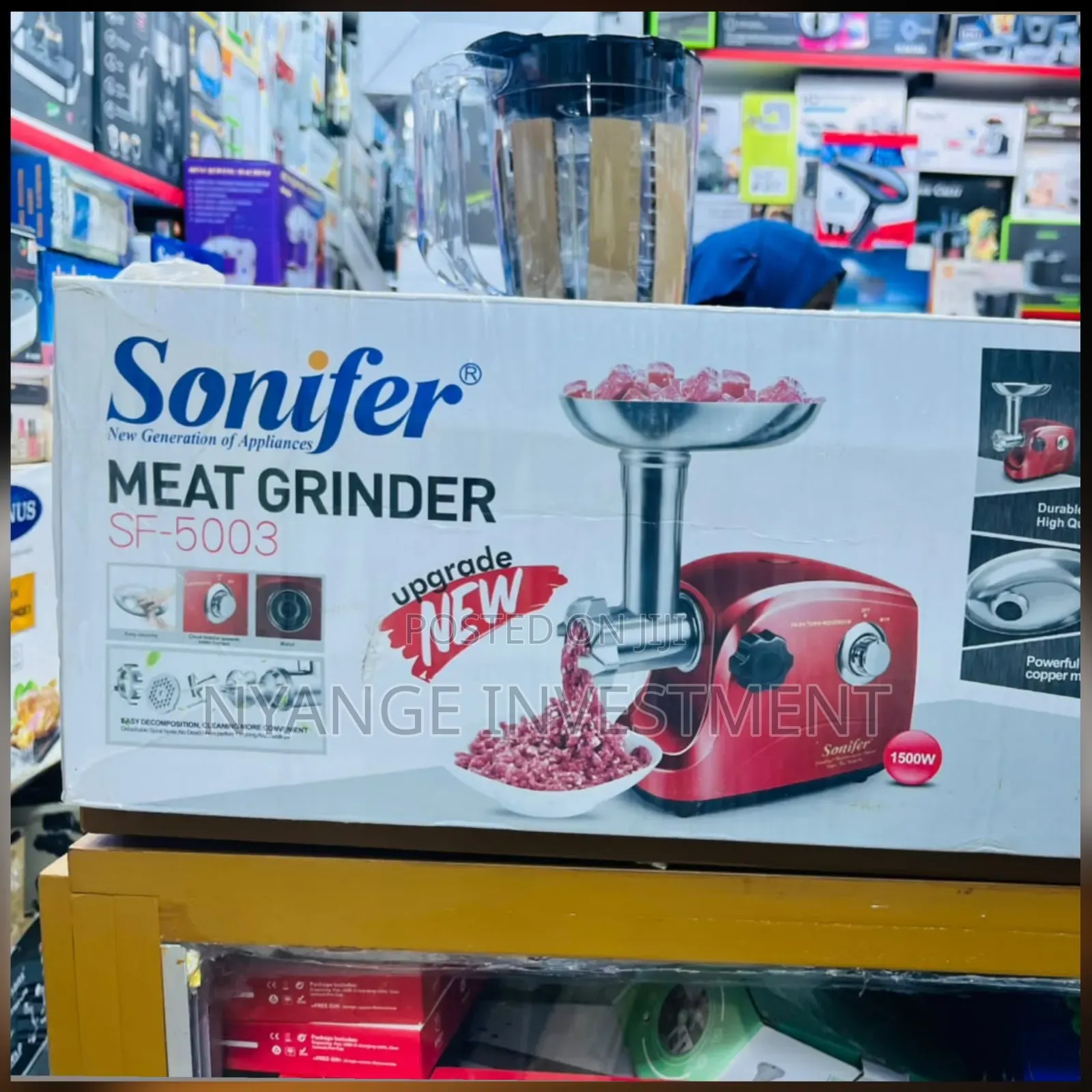 Sonifer Meat Grinder SF-5003, a Red 1500W Electric Kitchen Mincer.