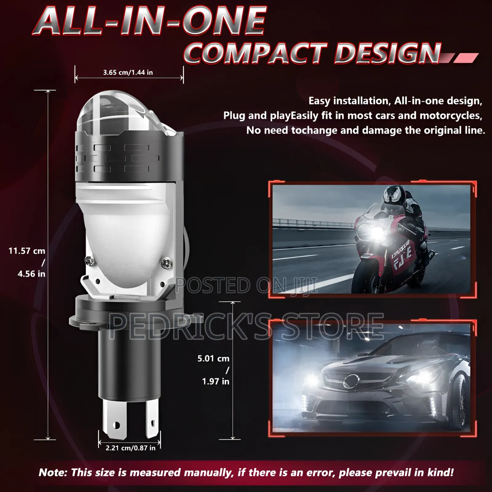 Ultra-Bright H4 LED Projector Headlight – 80,000 Lumens