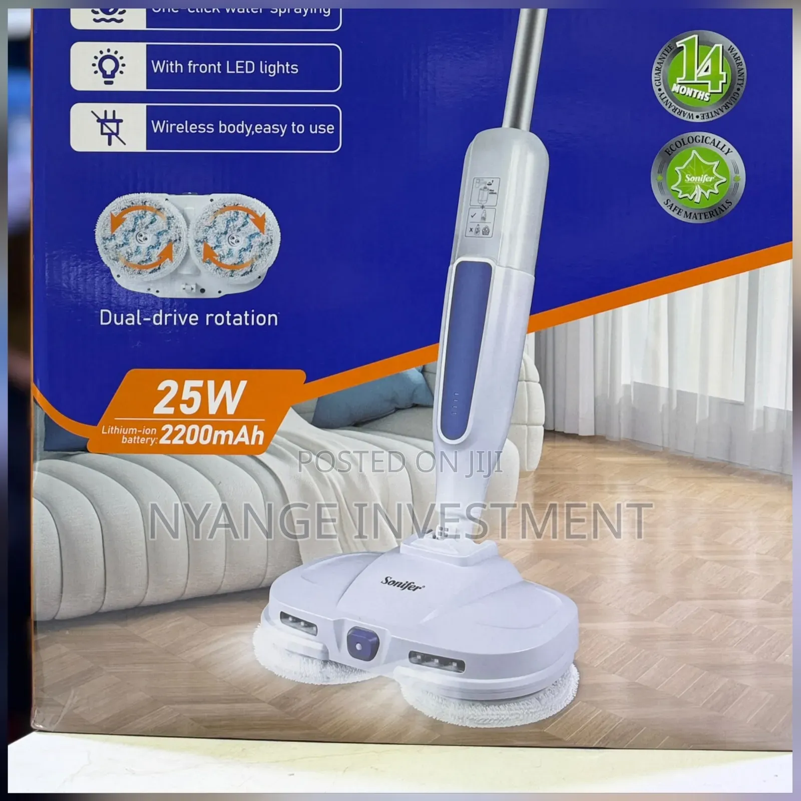 Sonifer Electric Spray Mop (Model SF-2290)cordless Rotating Cleaner