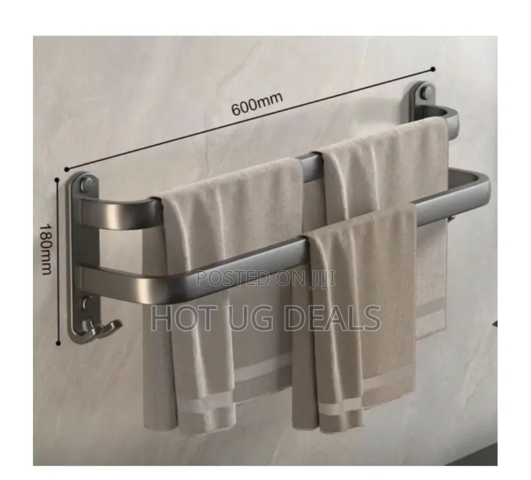 Double Bathroom Towel Bar - No-Drill Aluminum Towel Rack Holder