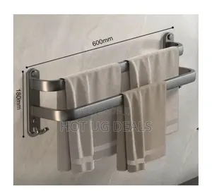 Double Bathroom Towel Bar - No-Drill Aluminum Towel Rack Holder