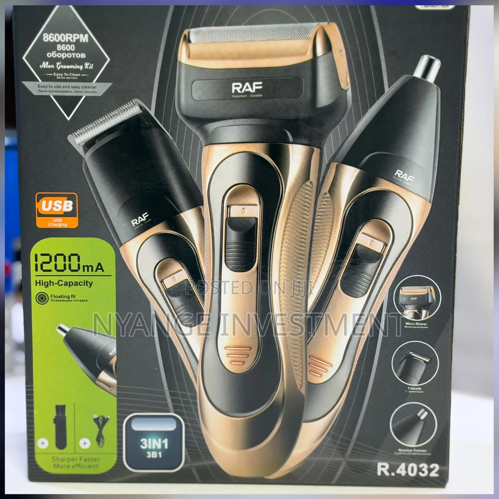 RAF R.4032 3-in-1 Men's Grooming Kit, a Rechargeable .