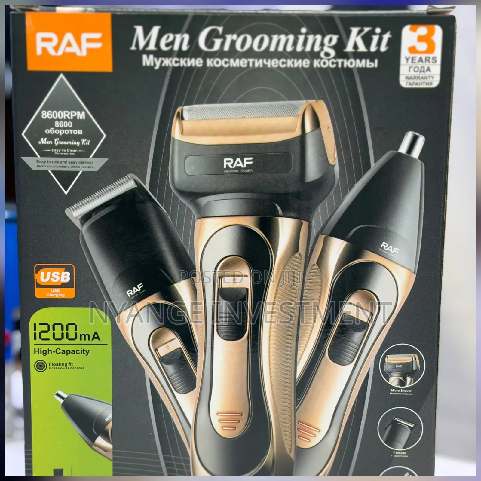 RAF R.4032 3-in-1 Men's Grooming Kit, a Rechargeable .