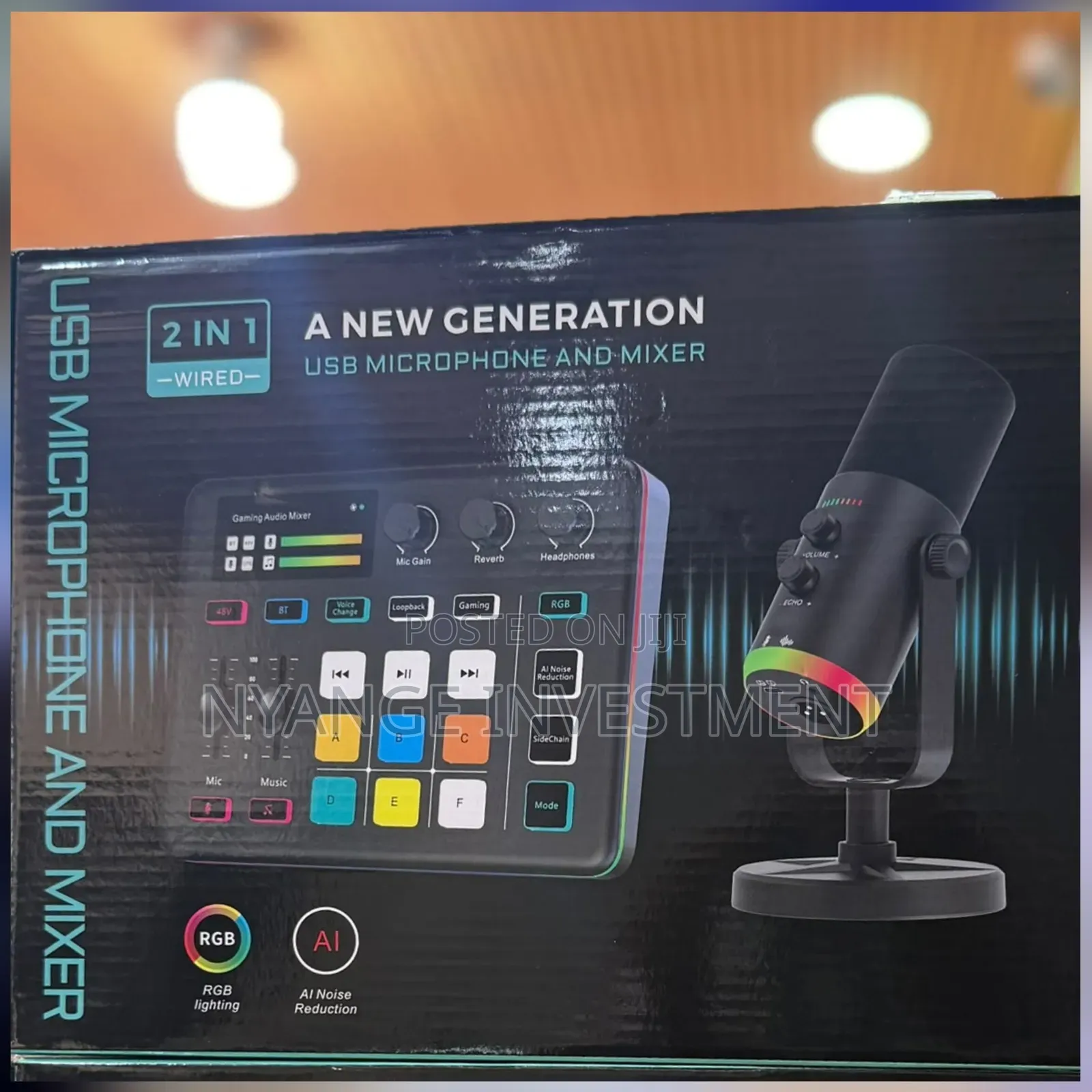2-in-1 USB Microphone and Gaming Audio Mixer Set .