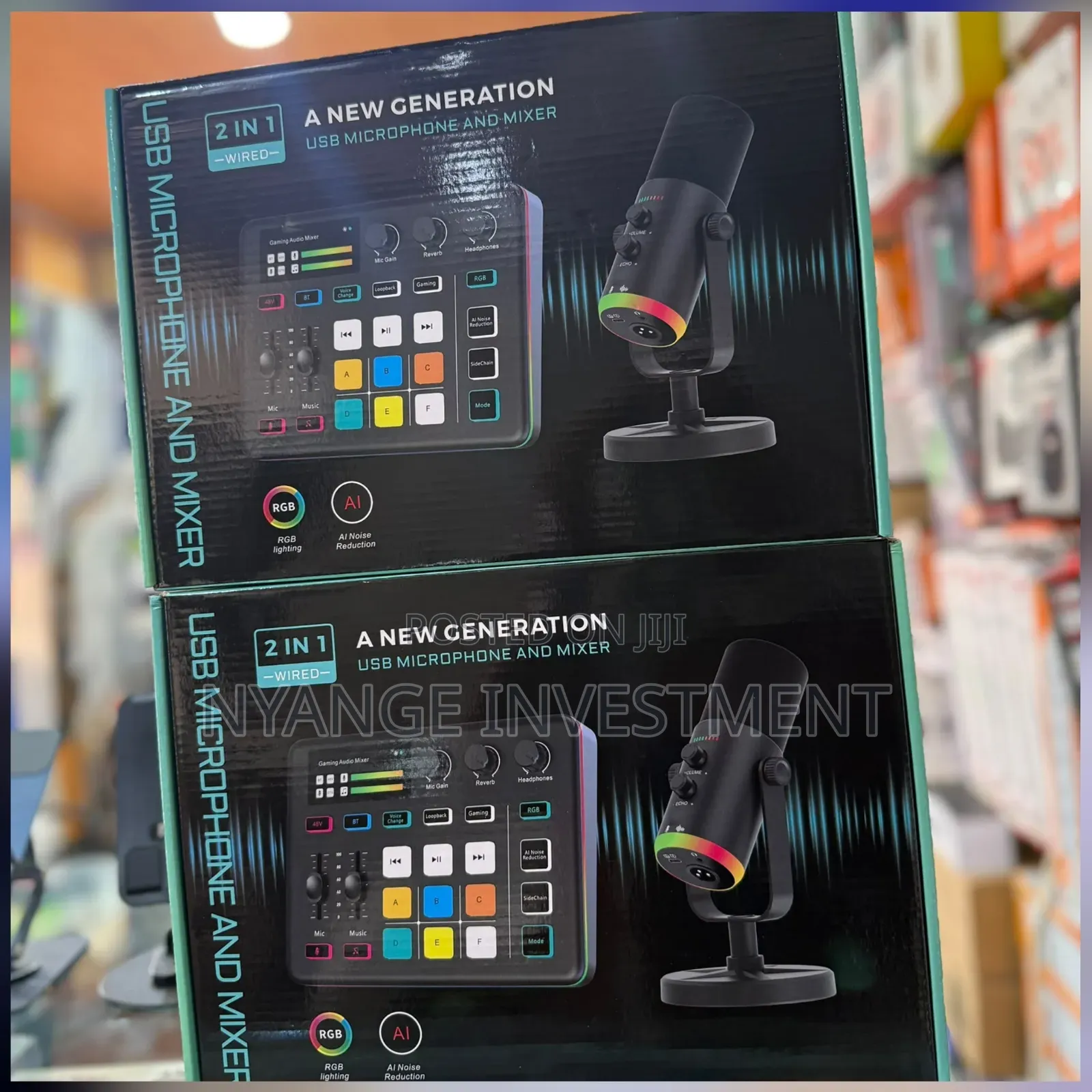 2-in-1 USB Microphone and Gaming Audio Mixer Set .