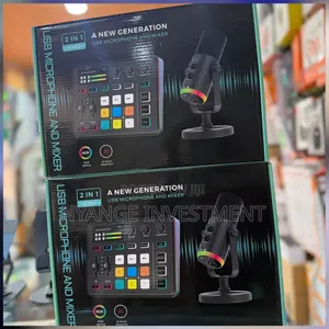 2-in-1 USB Microphone and Gaming Audio Mixer Set .