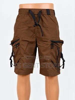 Men's Cargo , Durable Stylish Multiple Pocket Shorts in Brown Colour.