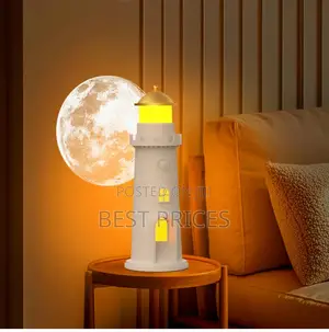 Battery-Powered Moon Lighthouse Projector with Warm Atmosphere Light
