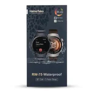 HainoTeko RW-75 Men's AMOLED Smart Watch with Torch & 3 Strap Sets