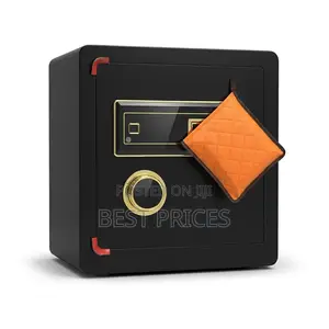 Black Safe with Gold-Tone Round Handle