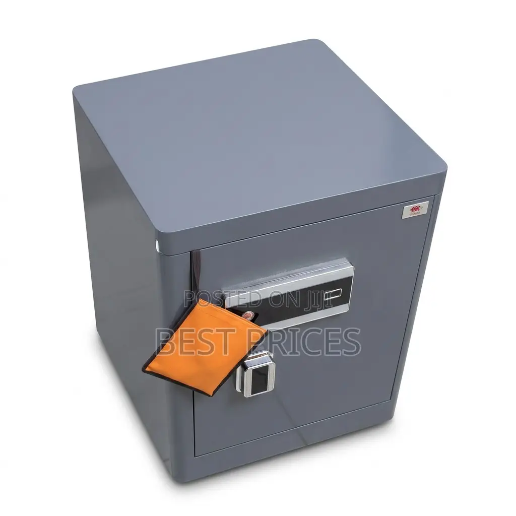 Grey Safe with Silver-Tone Front Panel and Chrome Handle - medium