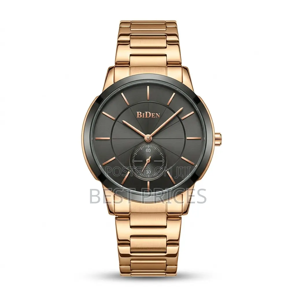 BIDEN Gold-Tone Bracelet Watch – Dark Dial