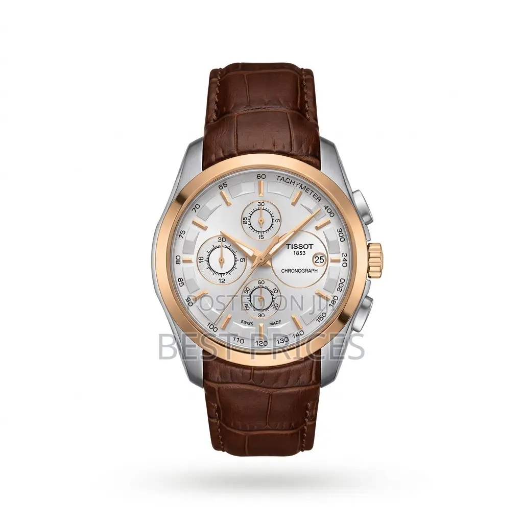 Classic Brown-Strap Three-Subdial Watch