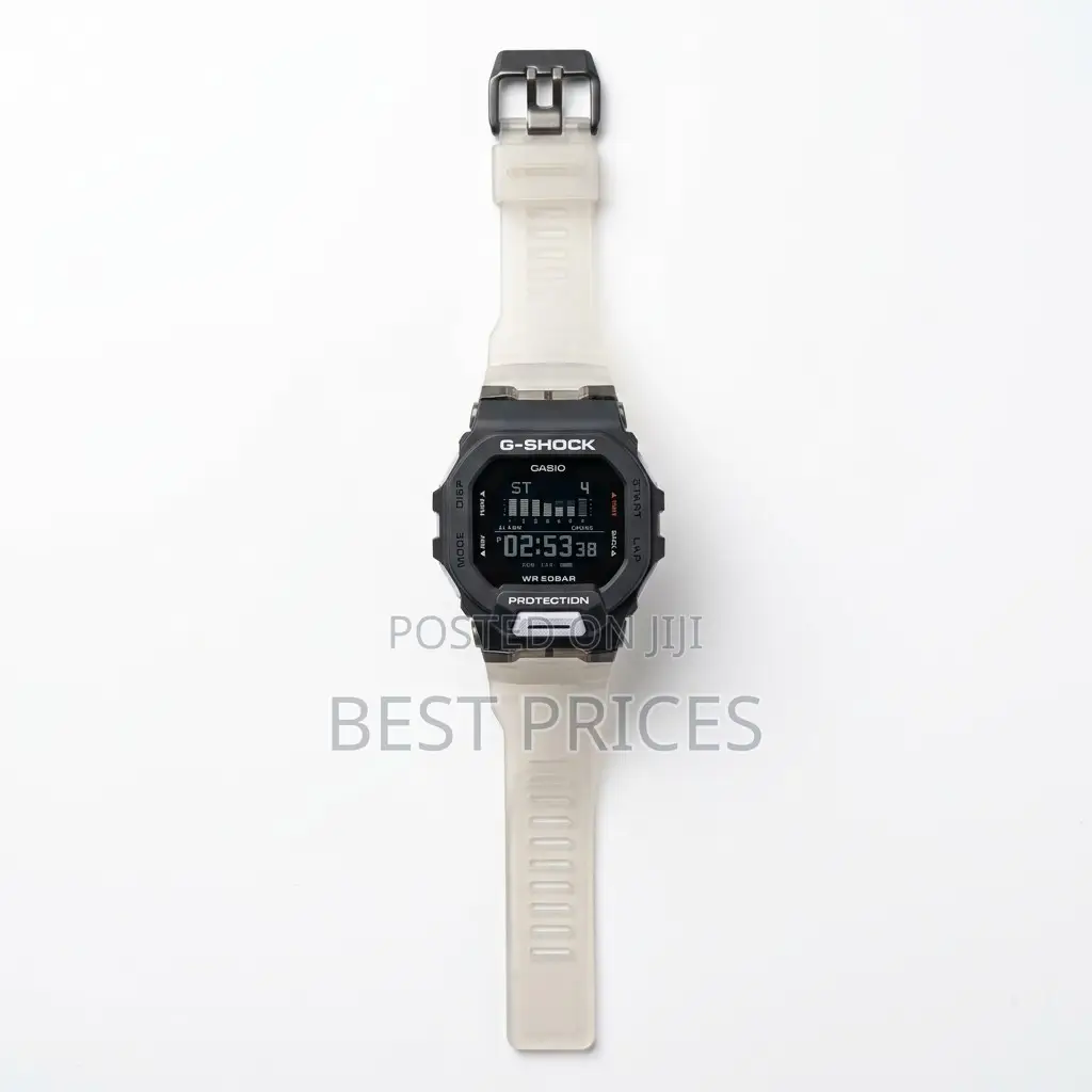 Black Digital Watch with Translucent Strap