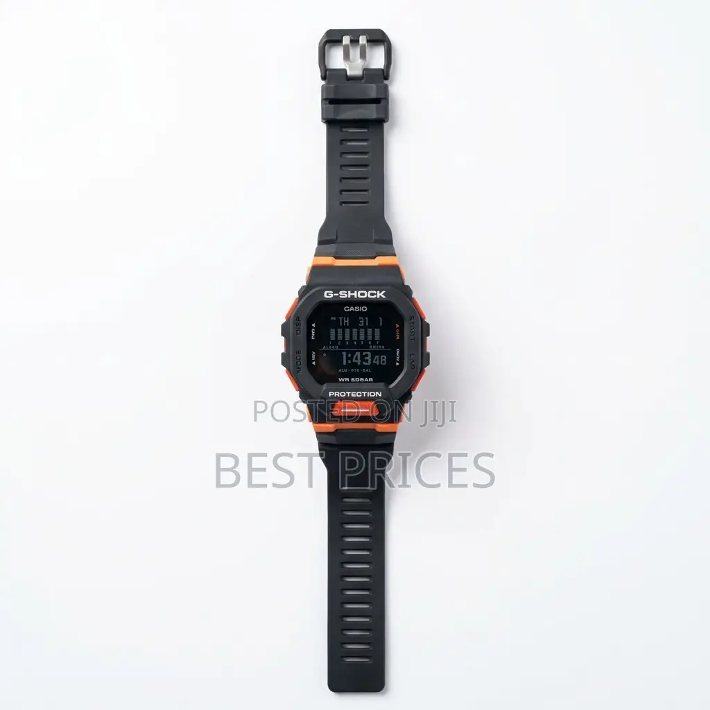 Black and Orange Digital Sports-Style Watch