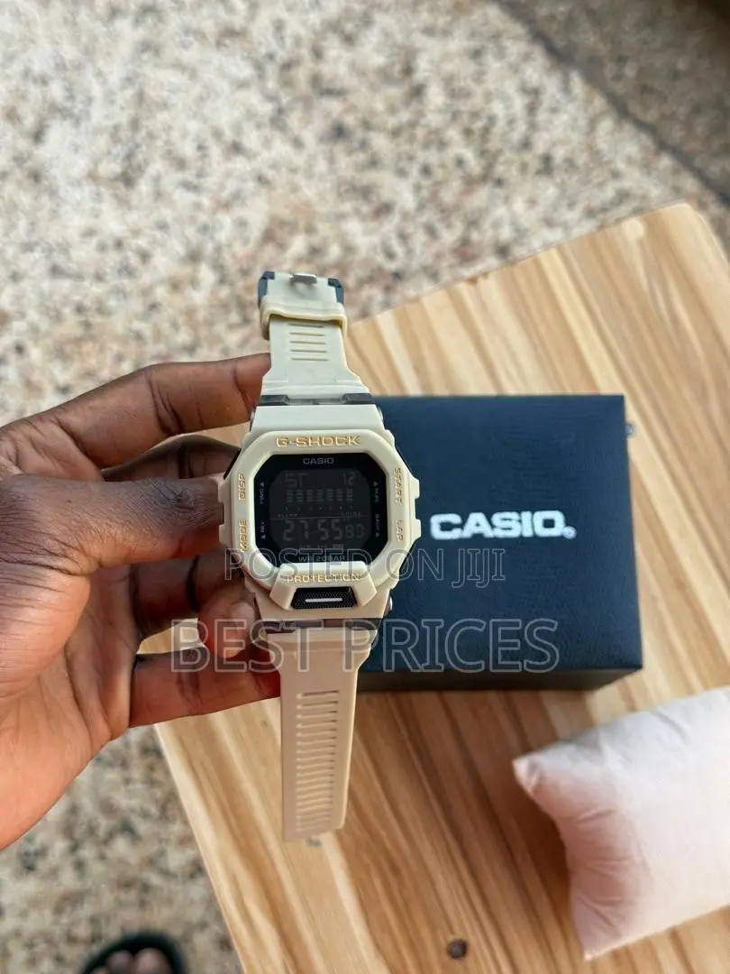 Cream and Gold-Tone Digital Sports-Style Watch