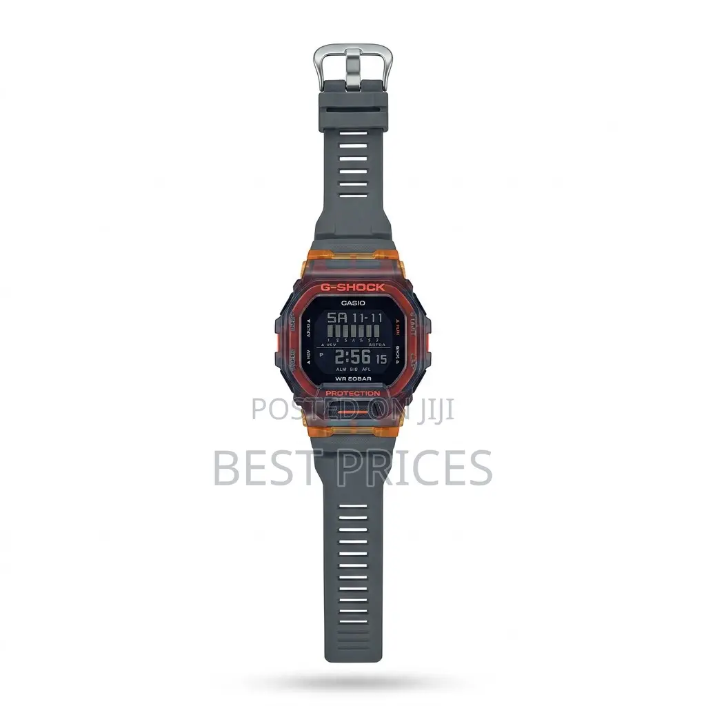 Grey and Red Digital Sports-Style Watch