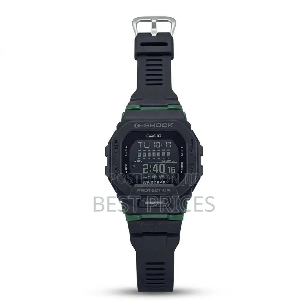 Black and Green Digital Sports-Style Watch