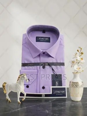 X-Factor Men's Lavender Long-Sleeve Formal Shirt