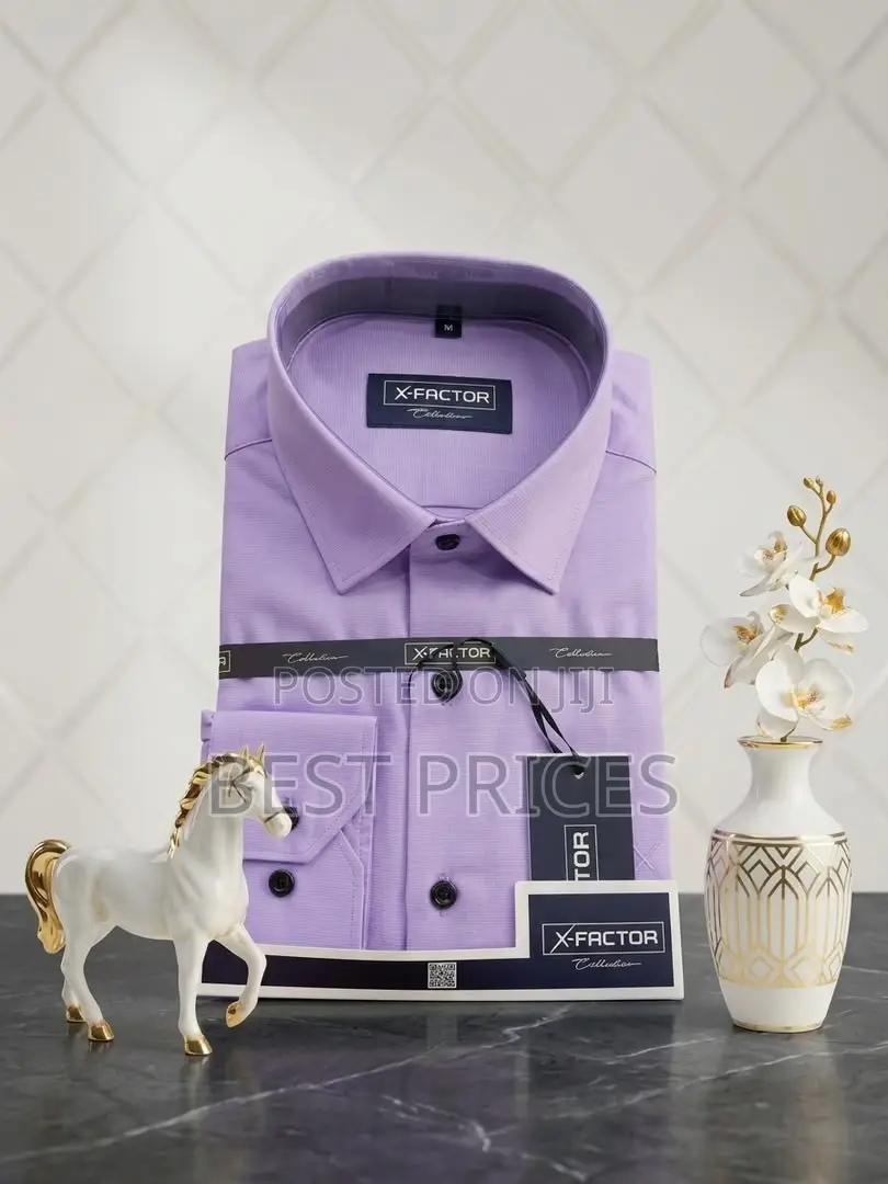 X-Factor Men's Lavender Long-Sleeve Formal Shirt