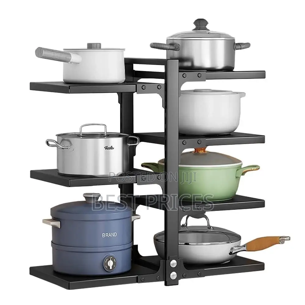 7-Shelf Double-Sided Pot and Pan Storage Rack – Black