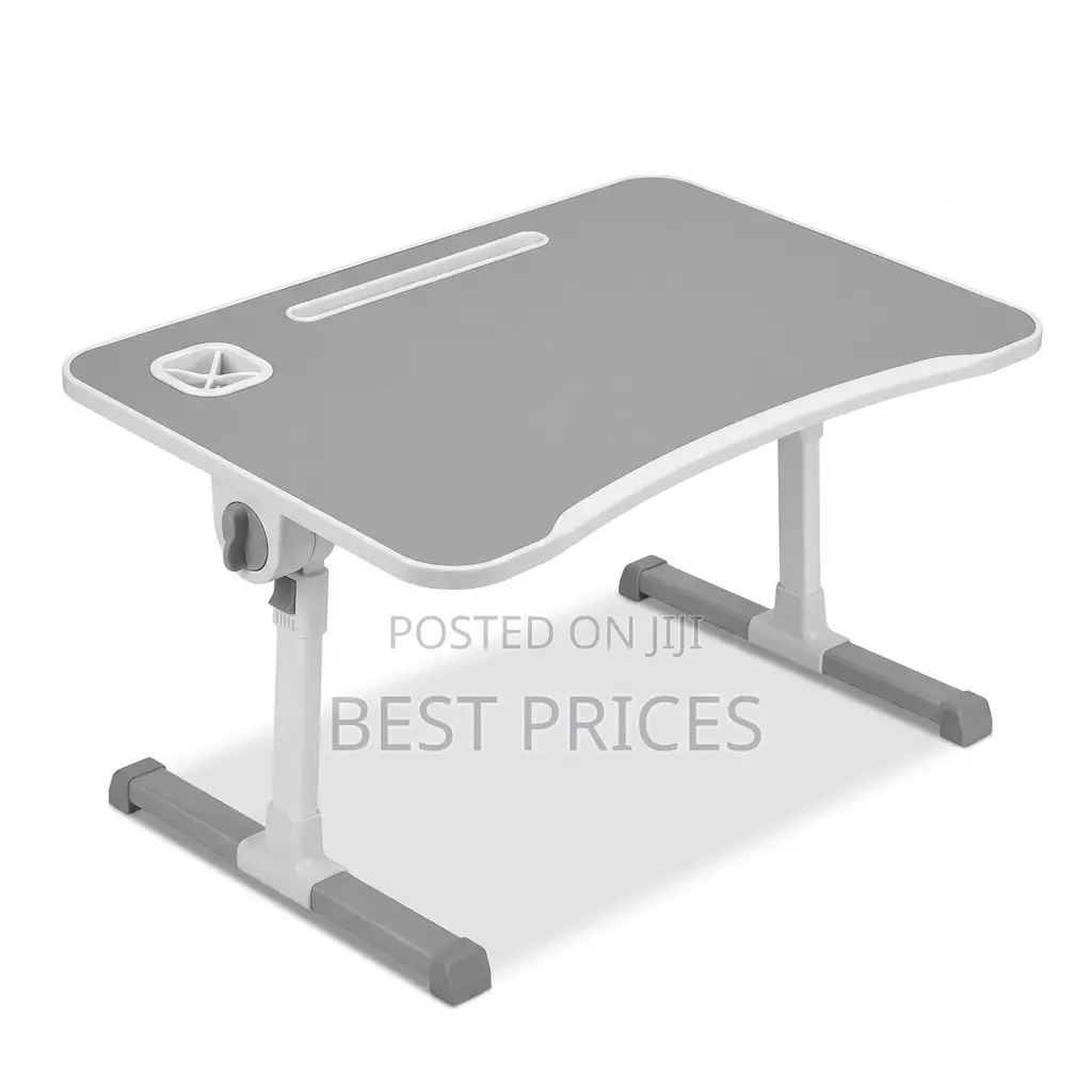 Adjustable Overbed Laptop Table, Grey & White