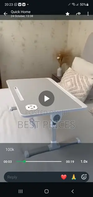 Adjustable Overbed Laptop Table, Grey & White